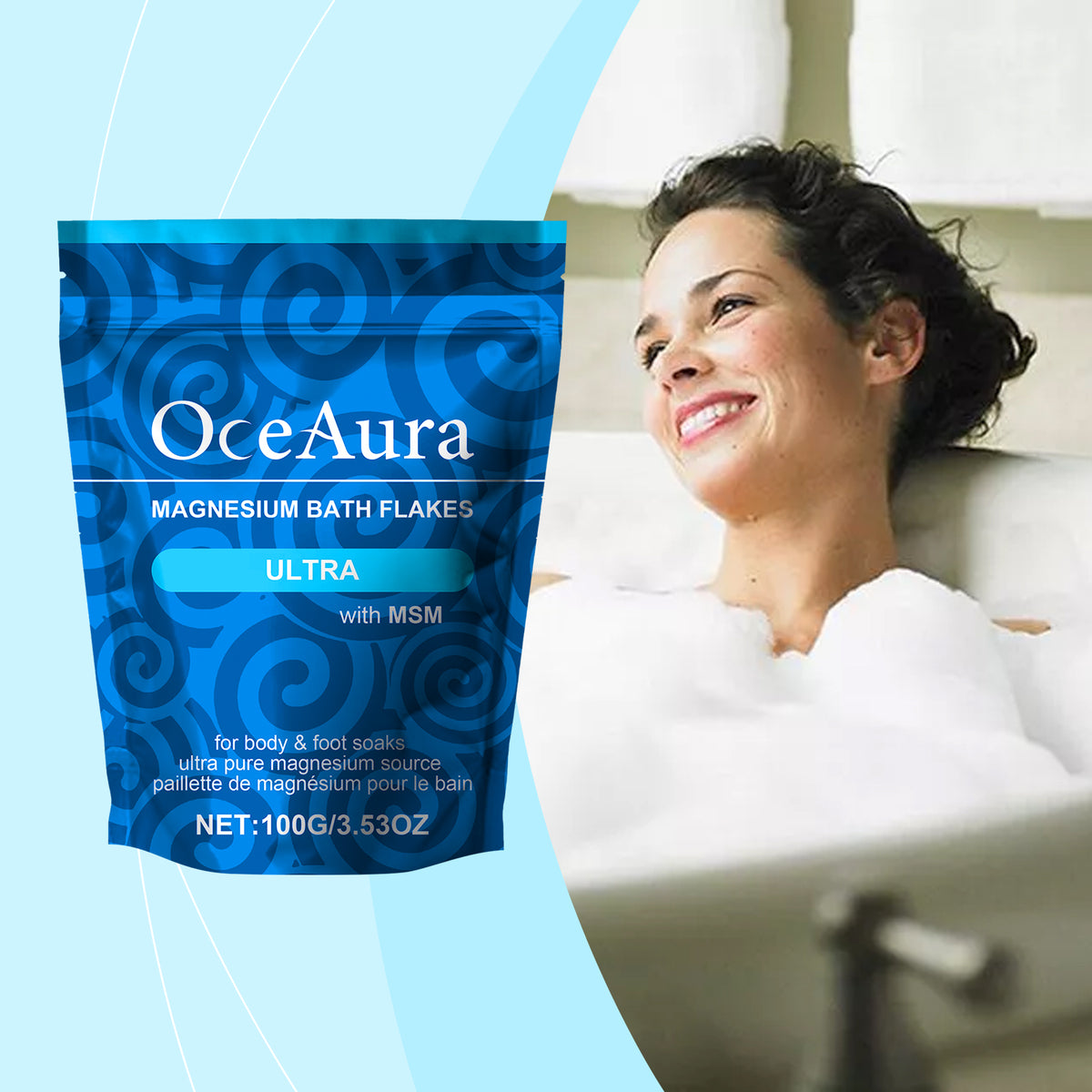 Magnesium bath soak sheets lifestyle view