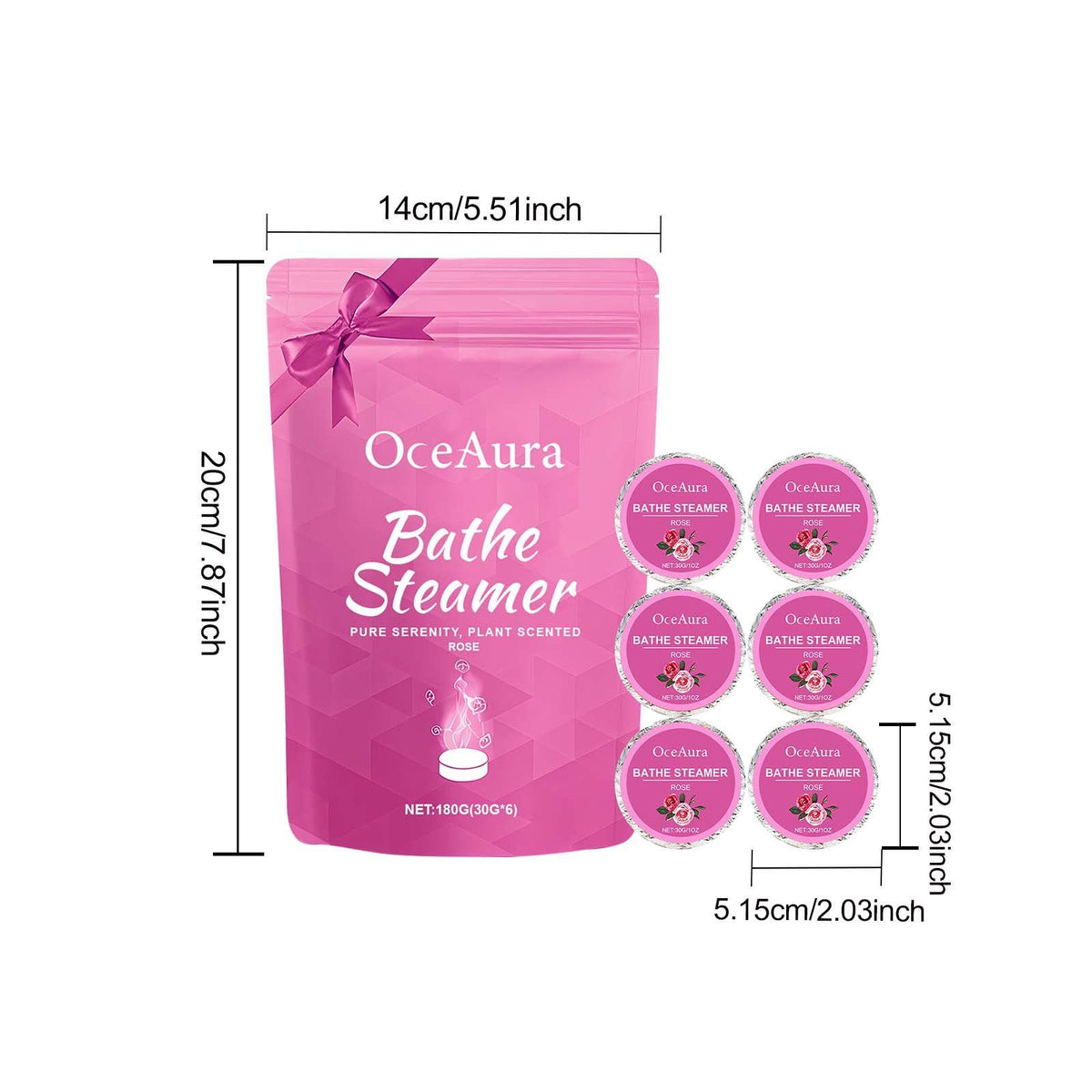 Six rose shower steamer tablets