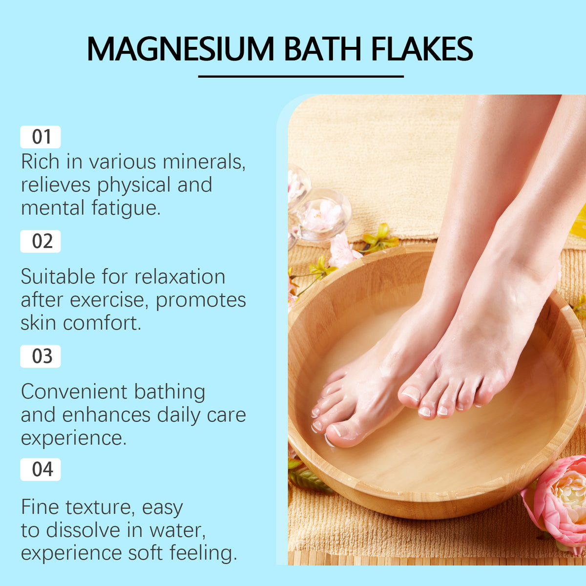 Magnesium bath soak sheets additional view