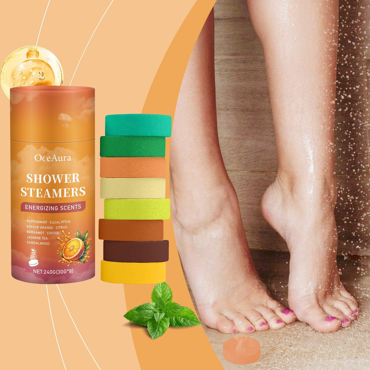 Eight aromatherapy shower steamer tablets