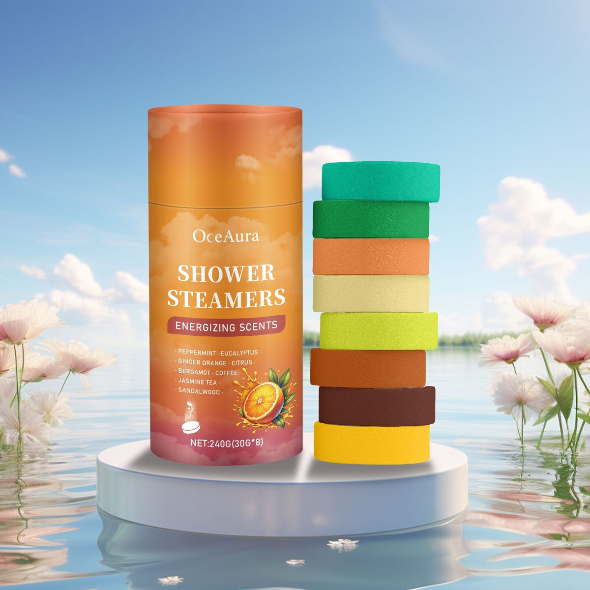 Aromatherapy shower steamer close-up